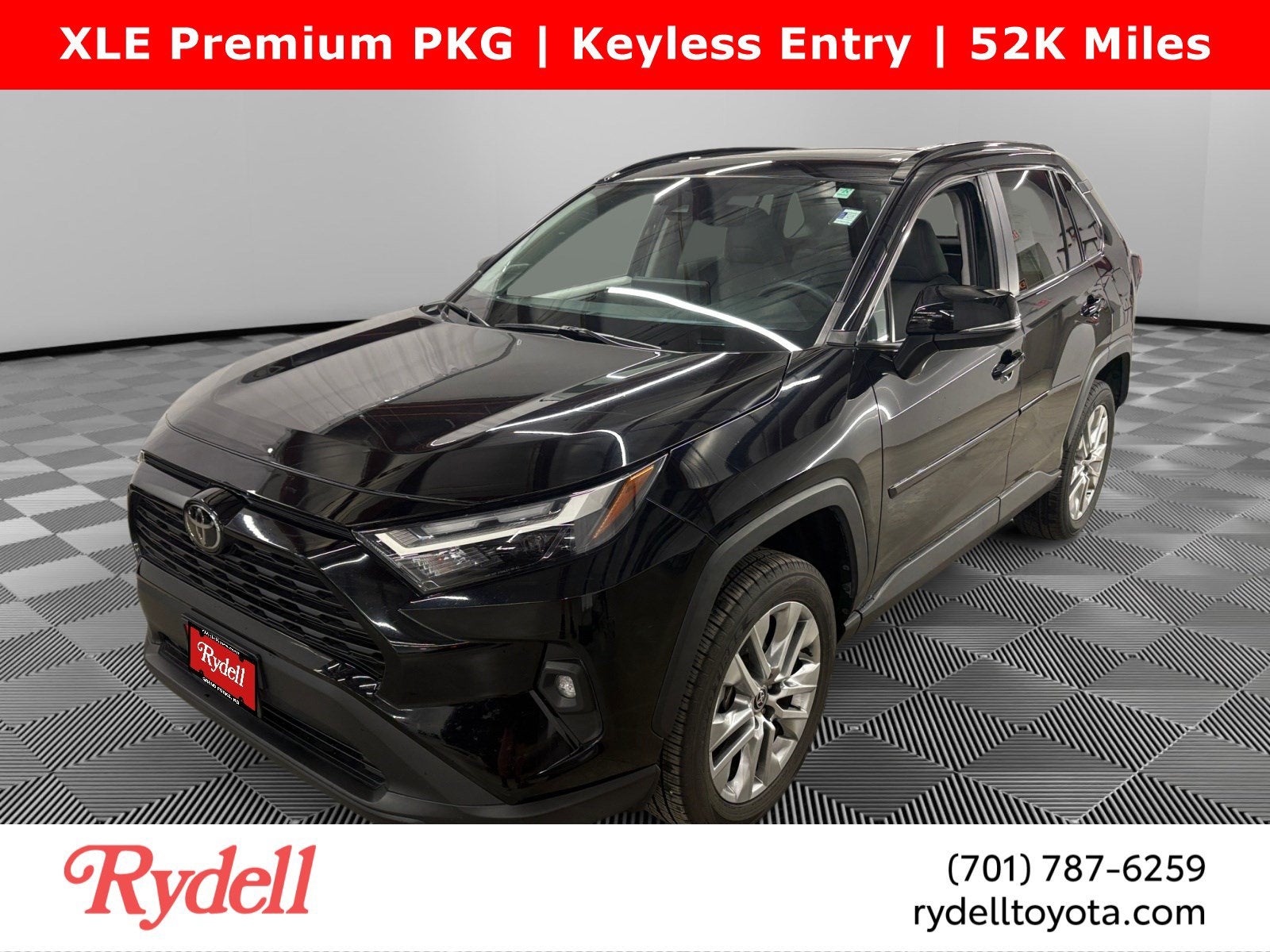 2023 Toyota RAV4 XLE Premium in Midnight Black — front three-quarter view