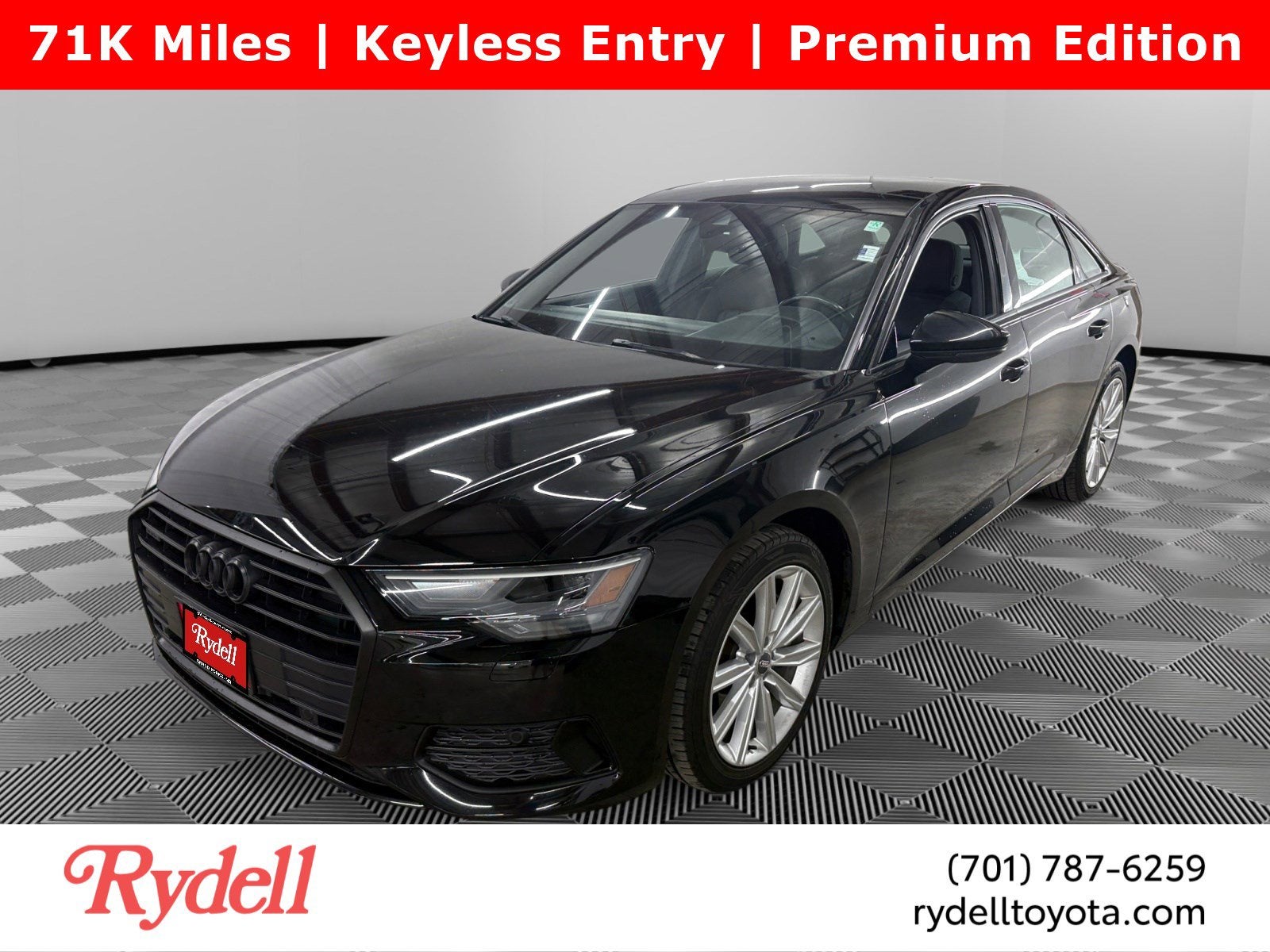 2019 Audi A6 Premium in Mythos Black Metallic — front three-quarter view