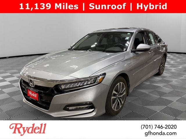 2019 Honda Accord Hybrid Touring in Lunar Silver Metallic — front three-quarter view