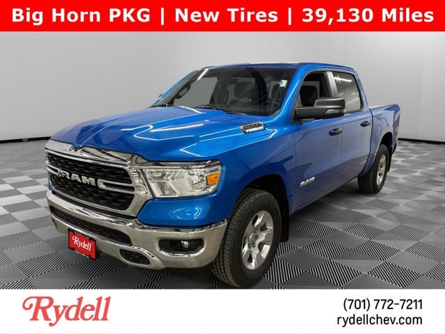2024 RAM 1500 Big Horn in Hydro Blue Pearlcoat — front three-quarter view