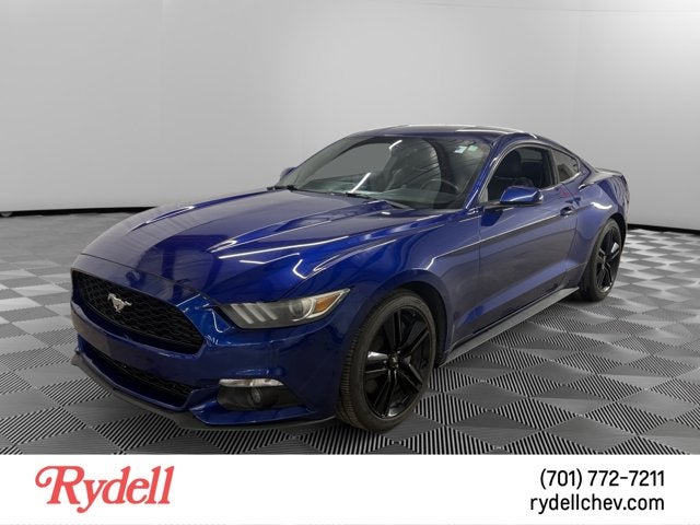 2016 Ford Mustang Eco Premium in Deep Impact Blue Metallic — front three-quarter view