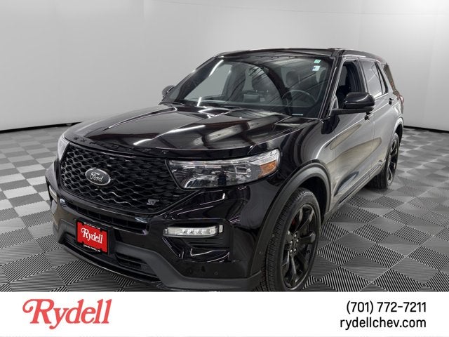 2021 Ford Explorer ST in Agate Black Metallic — front three-quarter view
