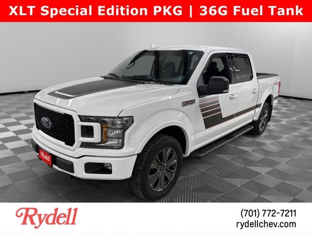 2018 Ford F-150 XLT in Oxford White — front three-quarter view
