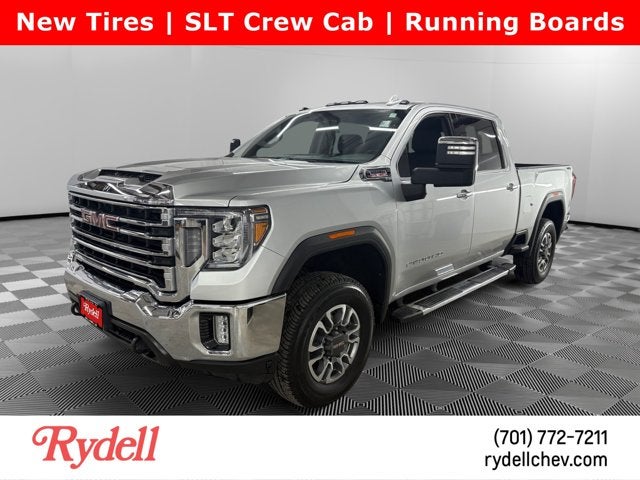 2023 GMC Sierra 2500HD SLT in Quicksilver Metallic — front three-quarter view