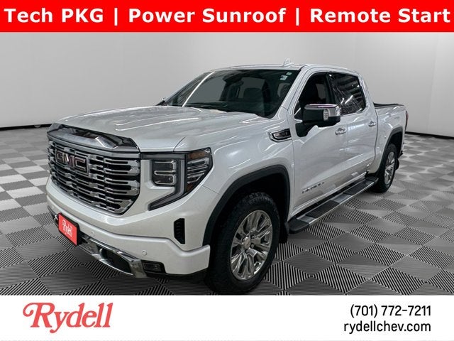 2023 GMC Sierra 1500 Denali in White Frost Tricoat — front three-quarter view