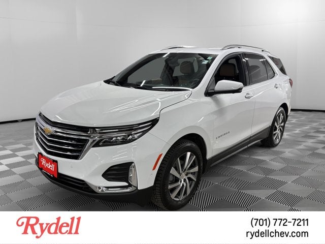 2023 Chevrolet Equinox Premier in Summit White — front three-quarter view